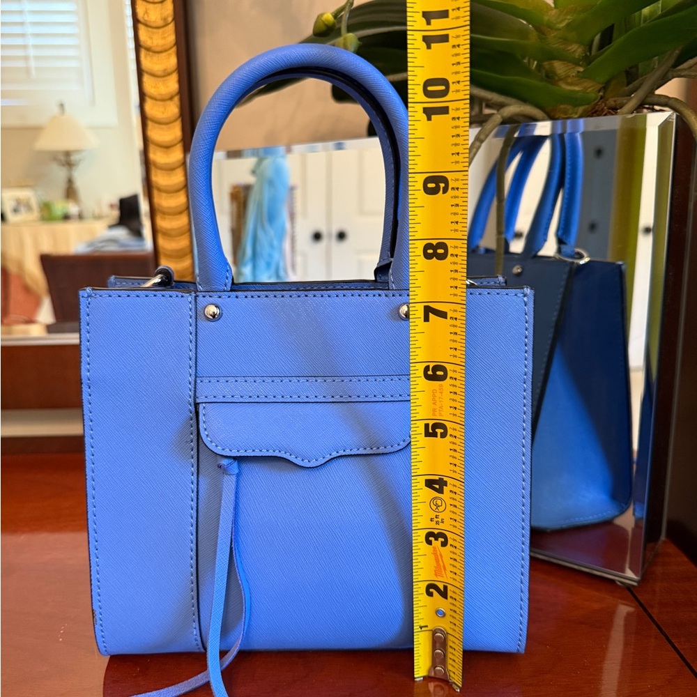 Rebecca Minkoff Saffiano Leather Blue Mini Tote Bag